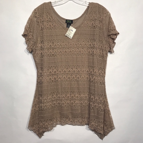 Shannon Ford New York Short Sleeve Lace Top Sz 1X - Picture 2 of 8